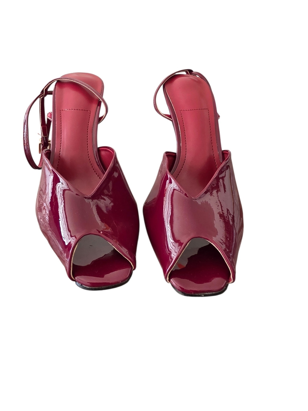 Women’s Open-Toe Slingback Heels in Burgundy